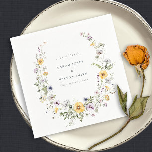 Guardanapo De Papel Casamento Amarelo de Flores Selvagens de Lilac Obr