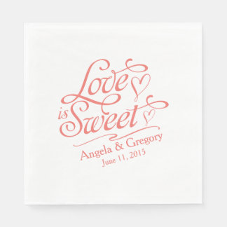 Guardanapo De Papel Casamento | Amor é doce Buffet Coral Orange
