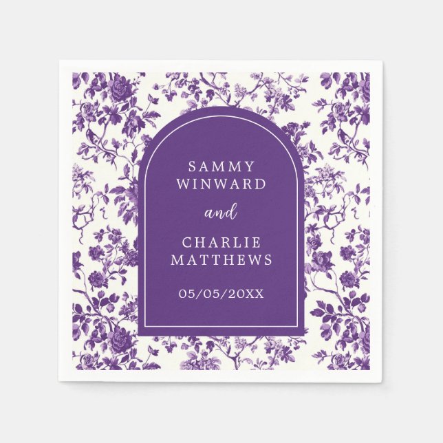 Guardanapo De Papel Casamento Antigo em Estilo Chinoiserie Roxo (Frente)