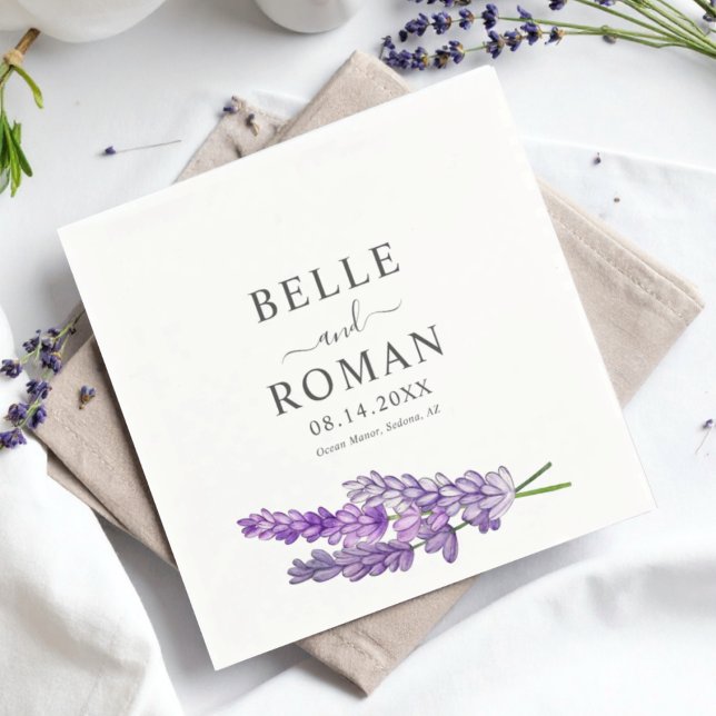Guardanapo De Papel Casamento Aquarela Lilás Roxo Boho   (Criador carregado)