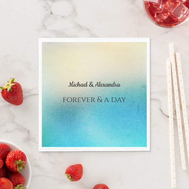 Guardanapo De Papel Casamento Azul Aqua Branco Turquesa (Insitu)