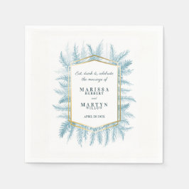 Guardanapo De Papel Casamento azul com cor azul de folhagem verde-esve