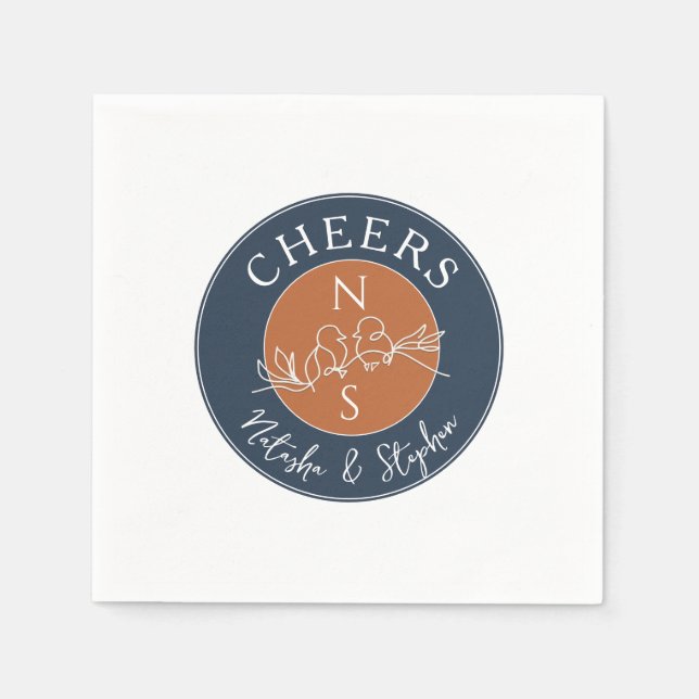 Guardanapo De Papel Casamento Azul de Marinho Minimalista (Frente)