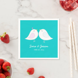 Guardanapo De Papel Casamento Azul de Pássaros de Amor Fofos