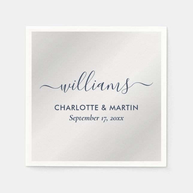 Guardanapo De Papel Casamento Azul de Prata e Marinho (Frente)