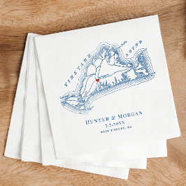 Guardanapo De Papel Casamento Azul do Mapa Elegante do Marinho de Tisb