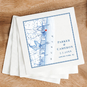 Guardanapo De Papel Casamento Azul do Mapa Elegante do NJ Park