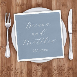 Guardanapo De Papel Casamento Azul Dusty com Caligrafia de Script Mini