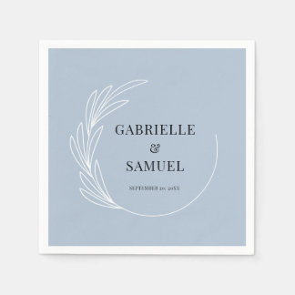 Guardanapo De Papel Casamento Azul Dusty com Leaf e Leaf