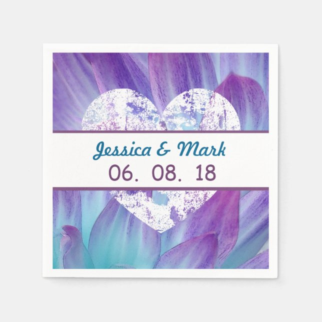 Guardanapo De Papel Casamento Azul e Púrpura Dahlia A01X (Frente)