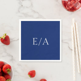 Guardanapo De Papel Casamento Azul Marinho Minimalista Monograma Simpl