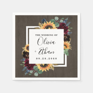 Guardanapo De Papel Casamento Azul Marinho Vermelho Borgonha e Rosas