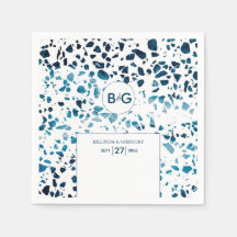 Casamento Azul Mosaico Moderno Abstrato Terrazzo