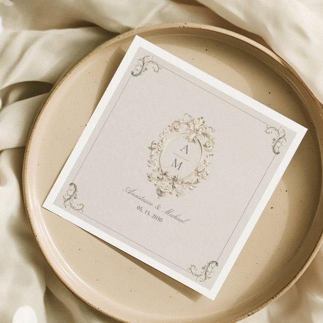 Guardanapo De Papel Casamento Barroco Antigo Dourado (Criador carregado)