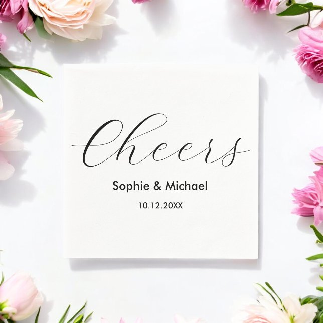 Guardanapo De Papel Casamento Black White Cheers Napkins (Criador carregado)