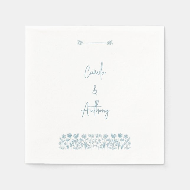 Guardanapo De Papel Casamento Blue Wildflower Boho (Frente)