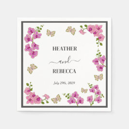 Guardanapo De Papel Casamento Boêmico de Orquídeas Roxas Delicadas Ele