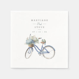 Guardanapo De Papel Casamento Bohemian Blue Bicycle Watercolor