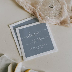 Guardanapo De Papel Casamento Boho Chic Azul Empoeirado Brindes ao Amo
