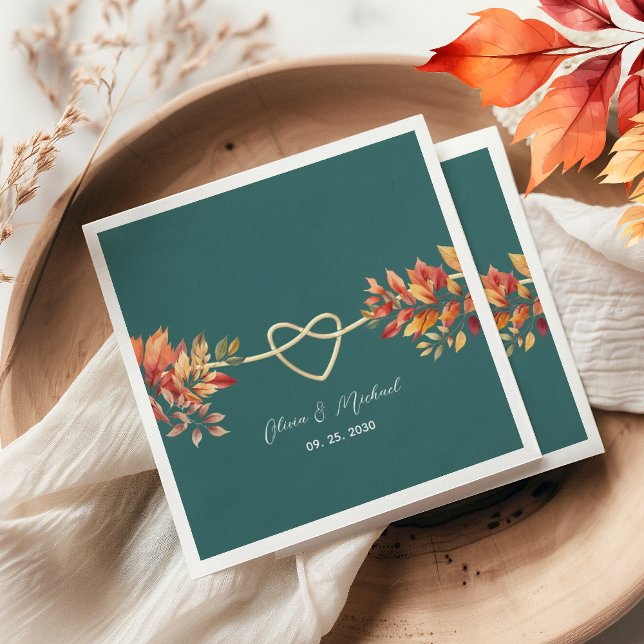 Guardanapo De Papel Casamento Boho Outono Azul Turquesa (Criador carregado)