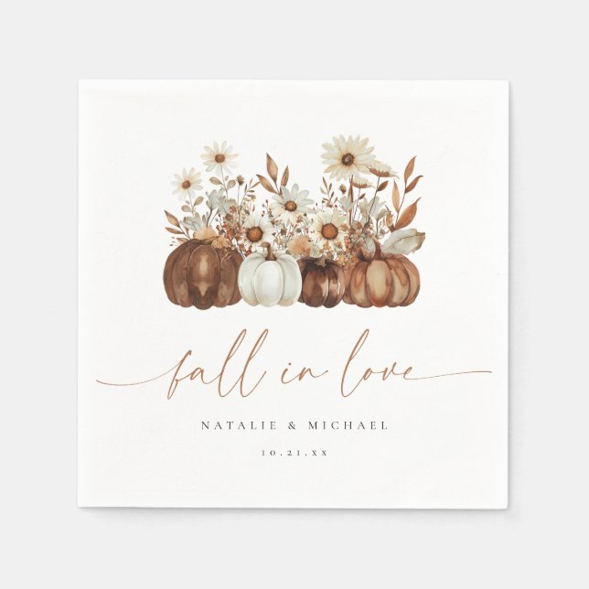 Guardanapo De Papel Casamento Boho Pumpkin Fall in Love (Frente)