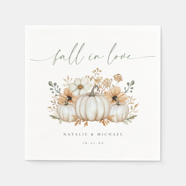 Guardanapo De Papel Casamento Boho Pumpkin Fall in Love (Frente)