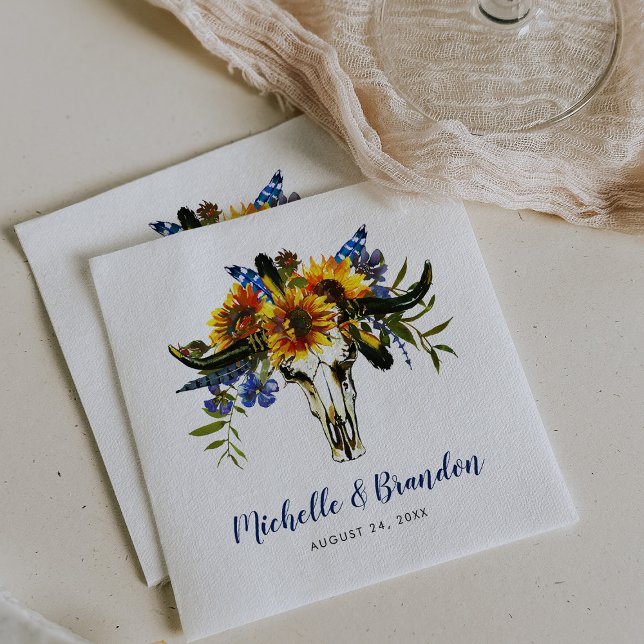 Guardanapo De Papel Casamento Boho Rustico Country com Girassóis em Az (Criador carregado)