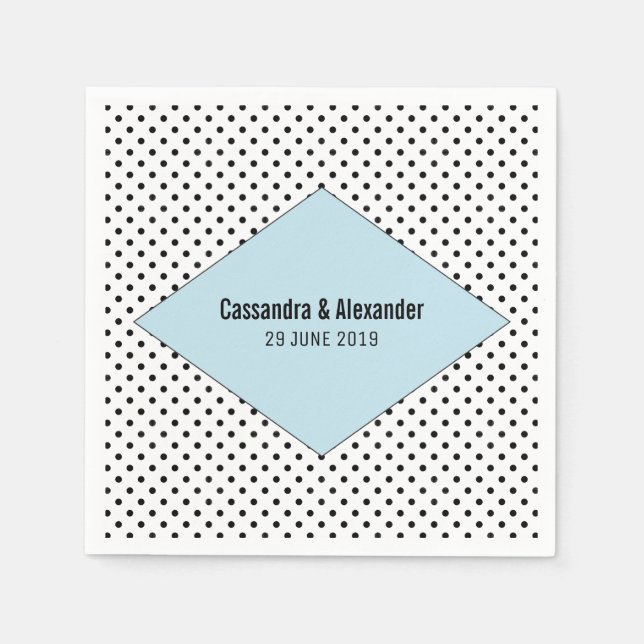 Guardanapo De Papel Casamento Bolinhas Moderno Azul (Frente)