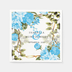 Guardanapo De Papel Casamento Bonito Belo Azul Floral
