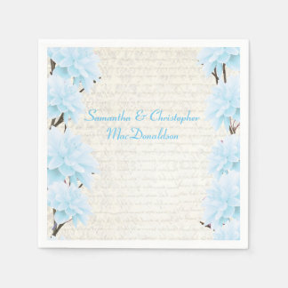 Guardanapo De Papel Casamento bonito com o pastel azul do país floral