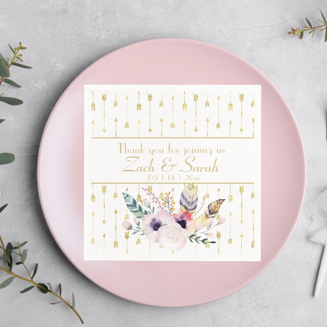 Guardanapo De Papel Casamento bonito do Buquê Boho (Criador carregado)