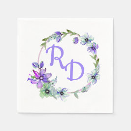 Guardanapo De Papel Casamento bonito Floral Wreath Monogrammed
