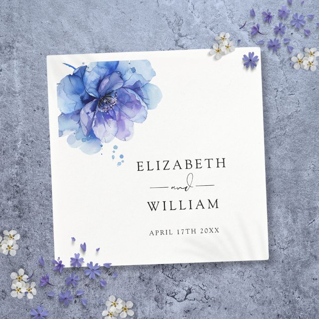 Guardanapo De Papel Casamento Botânico Azul-Dusty Elegante (Elegant Modern Dusty Blue Botanical Wedding Napkins)