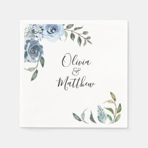 Guardanapo De Papel Casamento botânico azul empoeirado