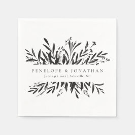 Guardanapo De Papel Casamento Botânico Branco Preto Minimalista Person