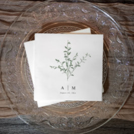 Guardanapo De Papel Casamento Botânico de Galho Simples Moderno
