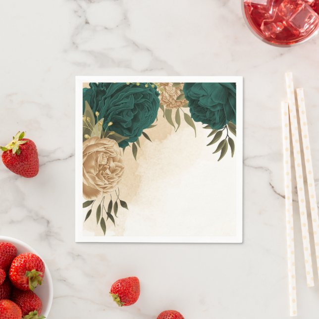 Guardanapo De Papel Casamento botânico de ouro verde-esmeralda (Insitu)