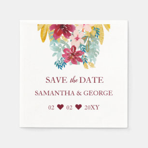 Guardanapo De Papel Casamento Botânico Dourado de Marsala