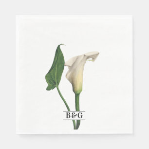 Guardanapo De Papel Casamento Botânico Elegante Calla Lily Green