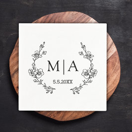 Guardanapo De Papel casamento botânico elegante e moderno com monogram