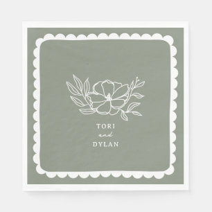 Guardanapo De Papel Casamento Botânico Escalonado Floral Sage Verde