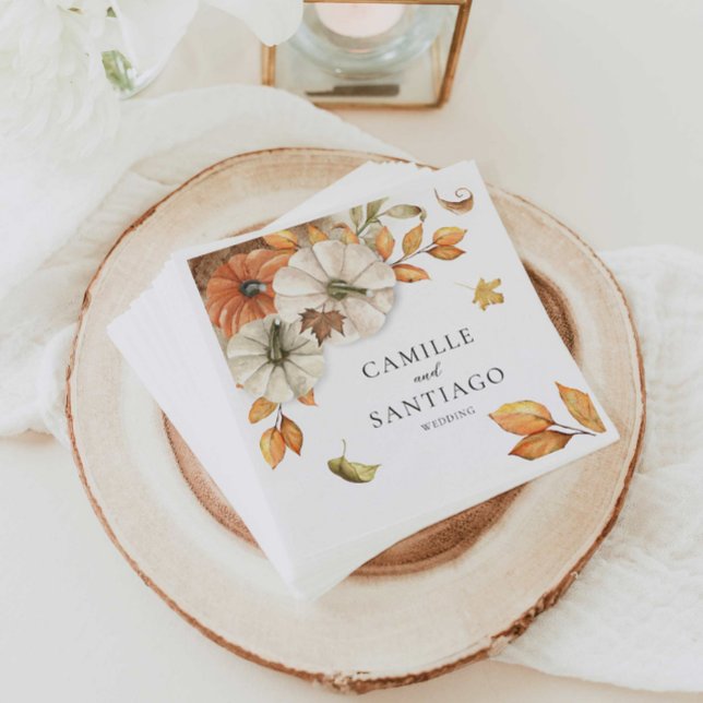 Guardanapo De Papel Casamento Botânico Fall Personalizado (Fall Botanical Wedding Personalized Wedding Paper Napkins)