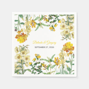 Guardanapo De Papel Casamento Botânico Floral Amarelo Vintage