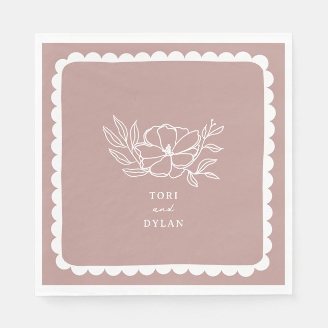 Guardanapo De Papel Casamento Botânico Floral Cor-de-Rosa (Frente)