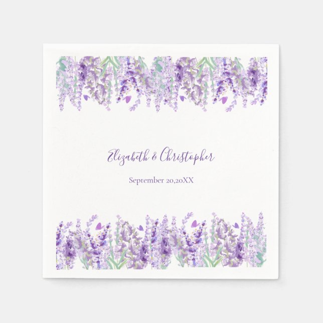 Guardanapo De Papel Casamento Botânico Floral de Lavanda (Frente)