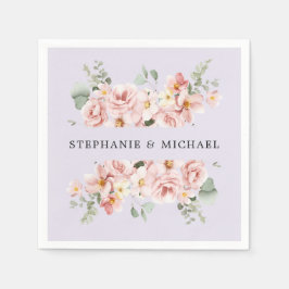 Guardanapo De Papel Casamento Botânico Floral de Pastel Blush Rosa