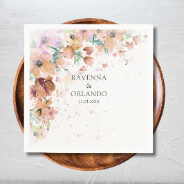 Guardanapo De Papel Casamento Botânico Floral de Romance em Tons Terro