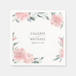 Guardanapo De Papel Casamento Botânico Floral Rosa Sabedoria
