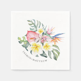 Guardanapo De Papel Casamento Botânico Floral Tropical Colorido