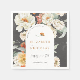 Guardanapo De Papel Casamento Botânico Floral Verde Escuro Boho